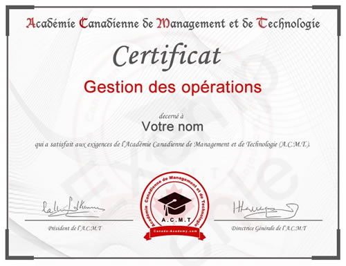 photo du certificat introduction management de l'académie canadienne de Management et de Technologie